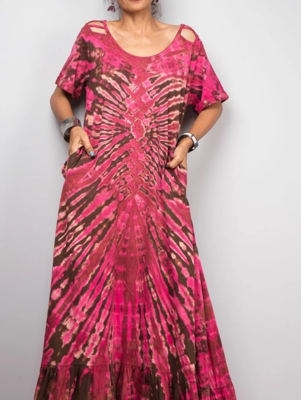 Handmade One Of A Kind 100% Cotton Tie Dye Dress - Picture 4 of 5